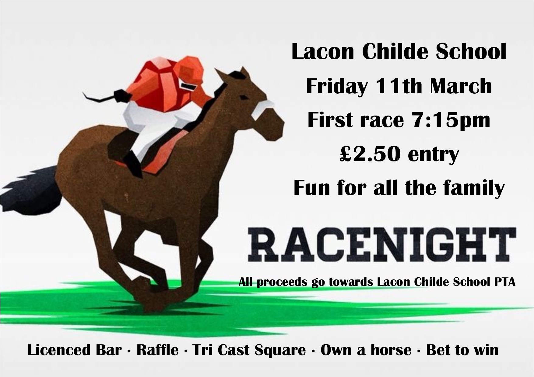 Thank you for everyone who supported Race night. We raised an amazing £1900 for school!.