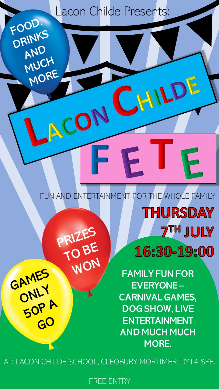 Please come along to our fete on Thursday 7th July, 4:30pm-7pm. Lots of stalls, entertainment, refreshments and fun to be had!! Free entry.