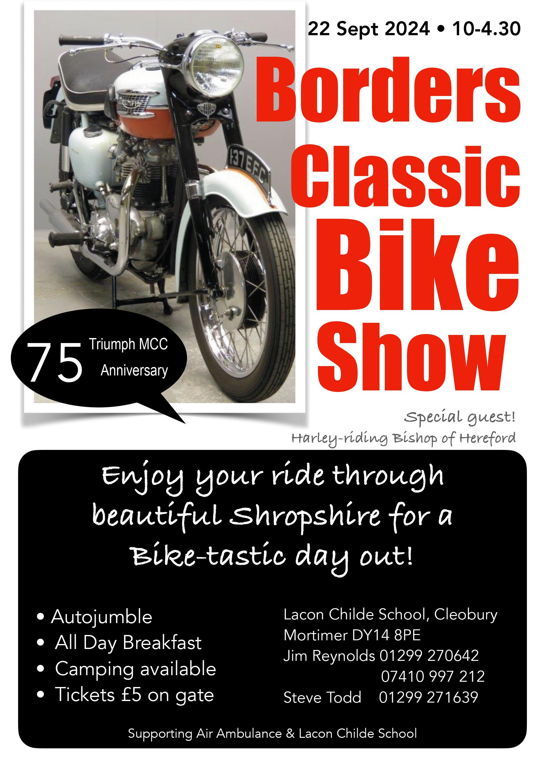 Thank you for all of your support. We raised £3800 for the school and air ambulance at last years bike show! This years bike show is on 22/09/24, see attached poster